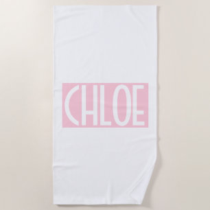 Serviette De Plage Your   Bold White Text on Light Pink