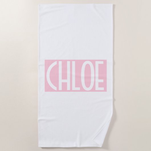 Serviette De Plage Your | Bold White Text on Light Pink (Devant)