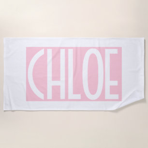 Serviette De Plage Your   Bold White Text on Light Pink