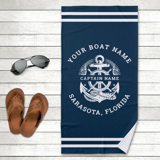 Serviette De Plage Your Name of Boat Anchor 