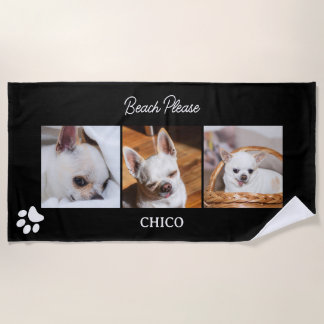 Serviette De Plage Your pet dog chihuahua custom photos collage name