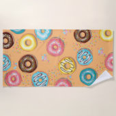 Serviette de plage Yummy Donuts. (Devant)