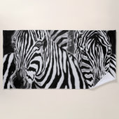 Serviette de plage Zebra Couple Blancs Noir (Devant)