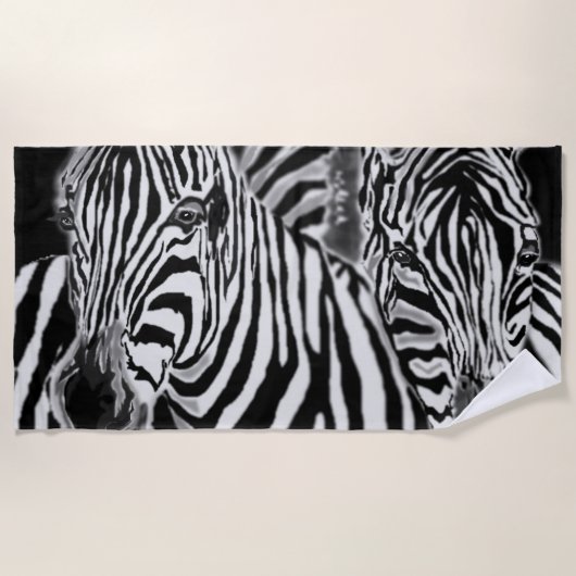 Serviette de plage Zebra Couple Blancs Noir (Devant)
