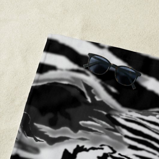 Serviette de plage Zebra Couple Blancs Noir (En situation)