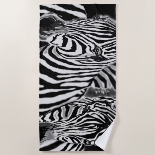 Serviette de plage Zebra Couple Blancs Noir (Devant)