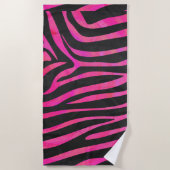 Serviette De Plage Zebra noir et rose chaud (Devant)