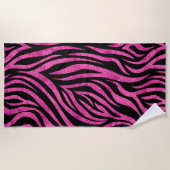 Serviette De Plage Zebra Print Black Hot Pink (Devant)