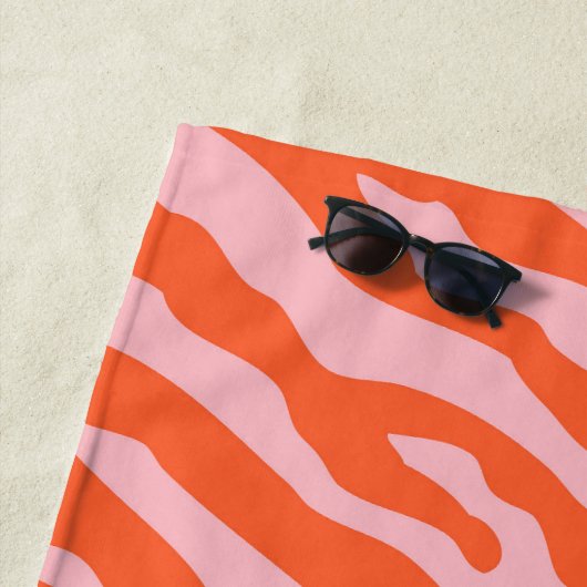 Serviette De Plage Zebra Print orange et rose (En situation)