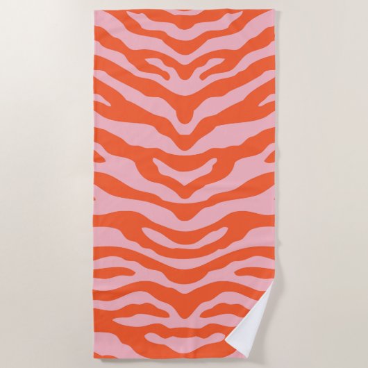 Serviette De Plage Zebra Print orange et rose (Devant)