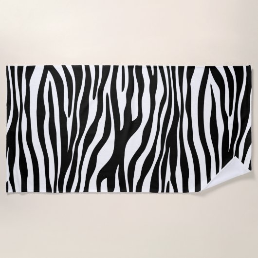 Serviette De Plage Zebra Print, Zebra Stripes, Noir Et Blanc (Devant)