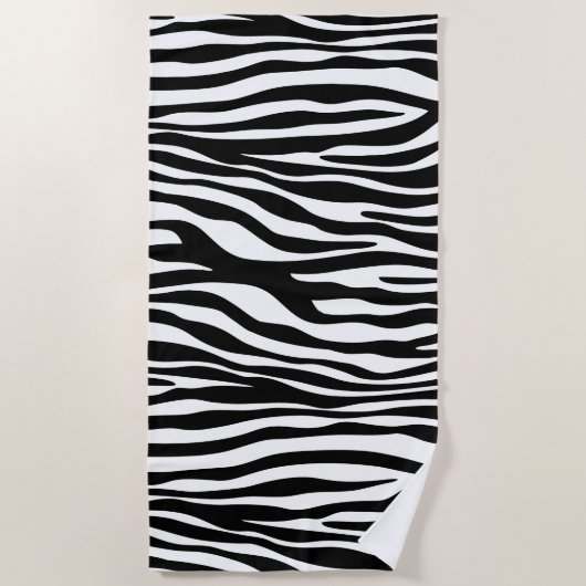 Serviette De Plage Zebra Print, Zebra Stripes, Noir Et Blanc (Devant)