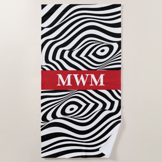 Serviette De Plage Zebra Stripes Monogram Beach Towne (Devant)
