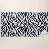 Serviette de plage zèbre noir et blanc rayé (Devant)