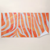 Serviette De Plage Zèbre orange et blanc (Devant)