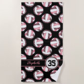 Serviette De Plage zèbre raypes sauvage rose sport filles volleyball (Devant)