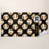 Serviette De Plage zèbre rayures or orange sport filles volleyball (Devant)