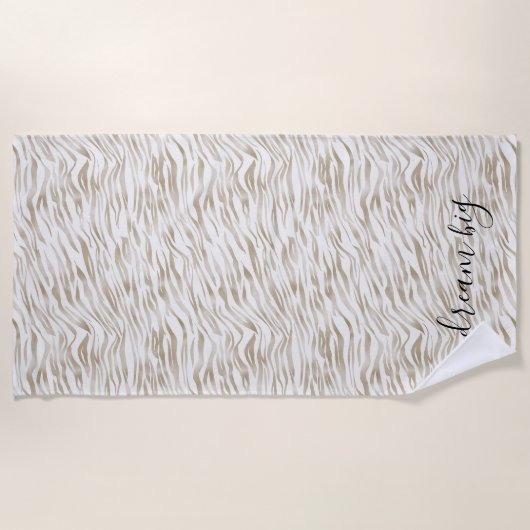 Serviette De Plage Zen Cream White Cocoa Brown Zebra Imprimer (Devant)