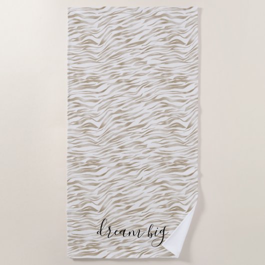 Serviette De Plage Zen Cream White Cocoa Brown Zebra Imprimer (Devant)