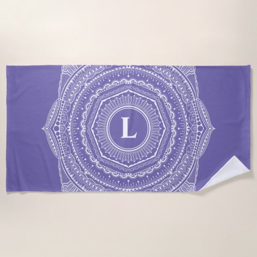 Serviette De Plage Zen Mandala Monogramme Lavande Dentelle Dentelle D (Devant)