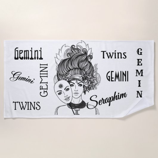 Serviette De Plage Zodiac Masqué Gemini personnelle (Devant)