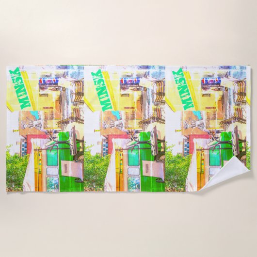 Serviette De Plage Zone Graffiti d'architecture de Minsk Bélarus (Devant)