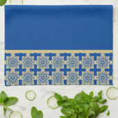 Serviette de Plat avec médaillons bleu et or (Plié)