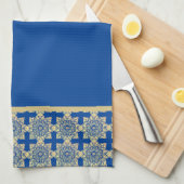Serviette de Plat avec médaillons bleu et or (Quart Plié)