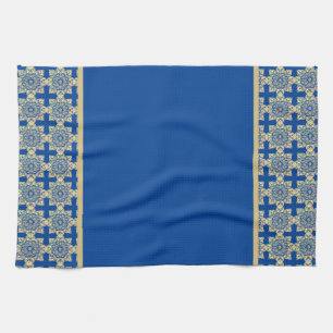 Serviette de Plat avec médaillons bleu et or