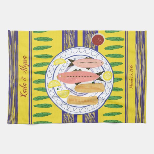 Serviette de plat de pains et de poisson (Horizontal)