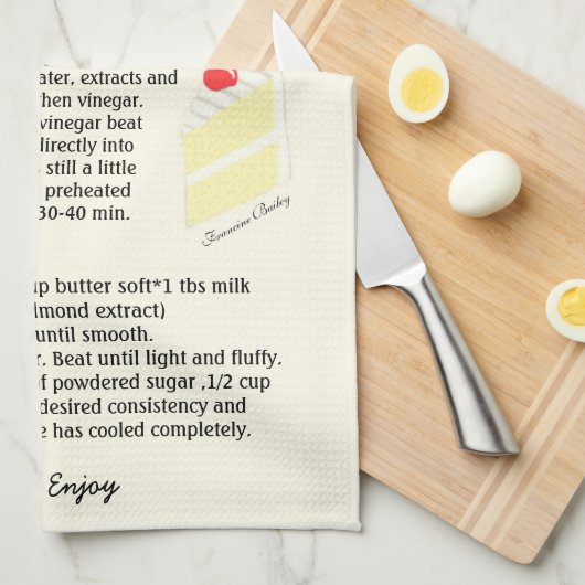 Serviette de plat de recette de gâteau de vanille (Quart Plié)