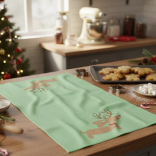 Serviette de plat de vert de Noël de teckel de