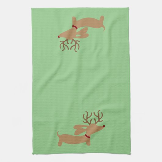 Serviette de plat de vert de Noël de teckel de (Vertical)