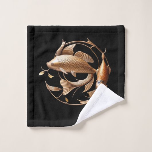 Serviette de poisson en cuivre sculpté Koi (Gant de toilette)