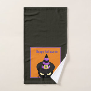 Serviette de salle de bain Halloween Chat Noir dan