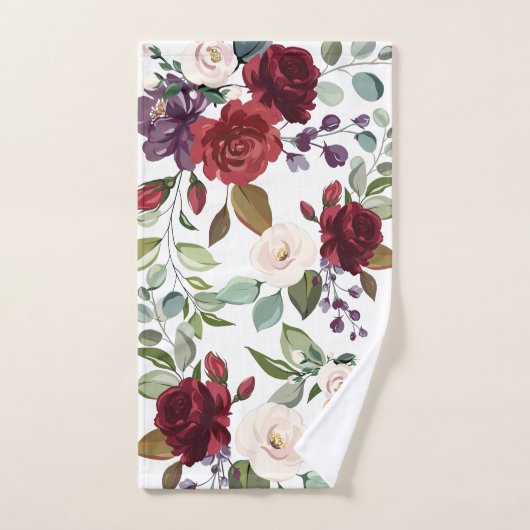 Serviette de salle de bain Set Roses blanches Or g (Serviette à main)