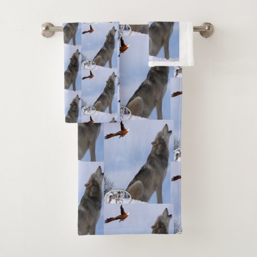 Serviette de salle de bain sets Wolves (En situation)
