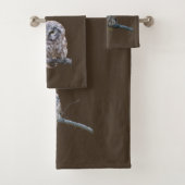 Serviette de salle de bains réglée avec le hibou (En situation)