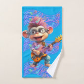 Serviette de singe jouant de la musique (Serviette à main)