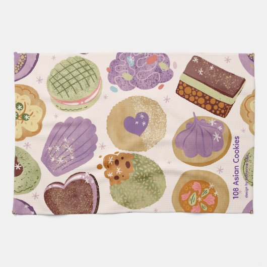 Serviette de thé 108 biscuits asiatiques  (Horizontal)