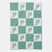 Serviette de thé à À damiers Floral vert (Vertical)