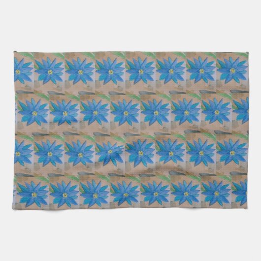 Serviette de thé à fleurs bleues (Horizontal)