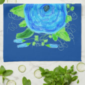 Serviette de thé à fleurs Rose bleu (Plié)