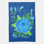 Serviette de thé à fleurs Rose bleu (Vertical)