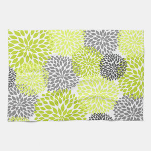 Serviette de thé à la chartreuse et aux fleurs g