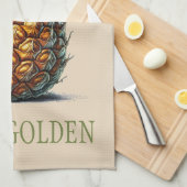 Serviette de thé à l'ananas "Stay Golden" (Quart Plié)