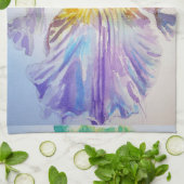 Serviette de thé à l'aquarelle Iris violet (Plié)