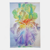 Serviette de thé à l'aquarelle Iris violet (Vertical)