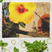 Serviette de thé à l'Hibiscus jaune (Plié)