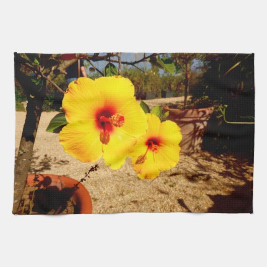 Serviette de thé à l'Hibiscus jaune (Horizontal)